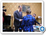 Bruxelles, Ambassade de Russie, remise de la décoration de l'ordre de Pouchkine à Mme Marie Alexandrovna Pouchkine par le Ministre des Affaires Etrangères de la Fédération de Russie, Monsieur Sergueï V. Lavrov, le 15 octobre 2013.